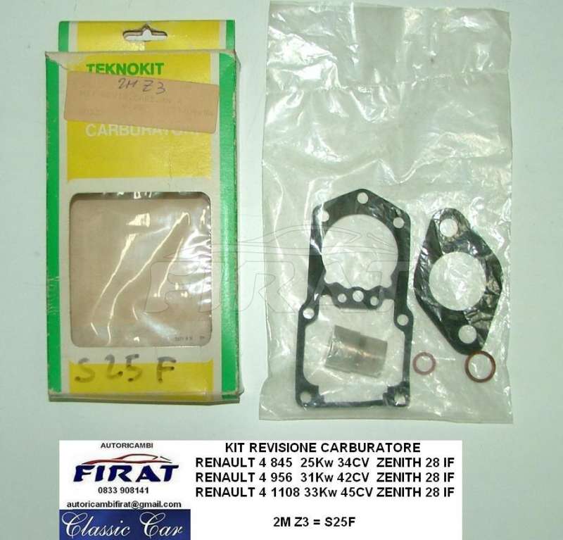 KIT REVISIONE CARBURATORE RENAUL 4 ZENITH 28IF - Clicca l'immagine per chiudere